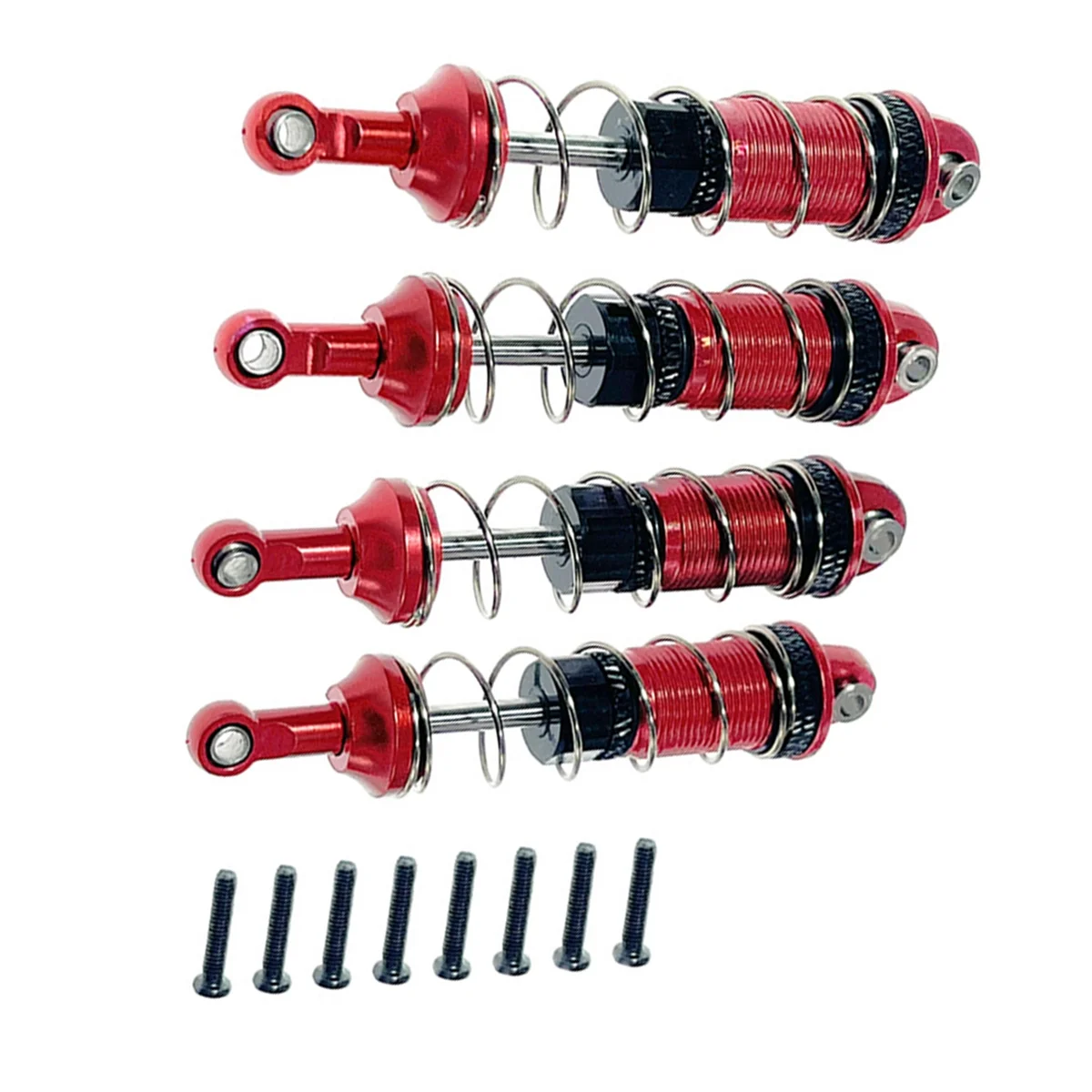 4Pcs Alloy Front Rear Oil Shock Absorber for MJX 16207 16208 16209 16210 H16 H16BM 1/16 RC Car Upgrades Parts Red