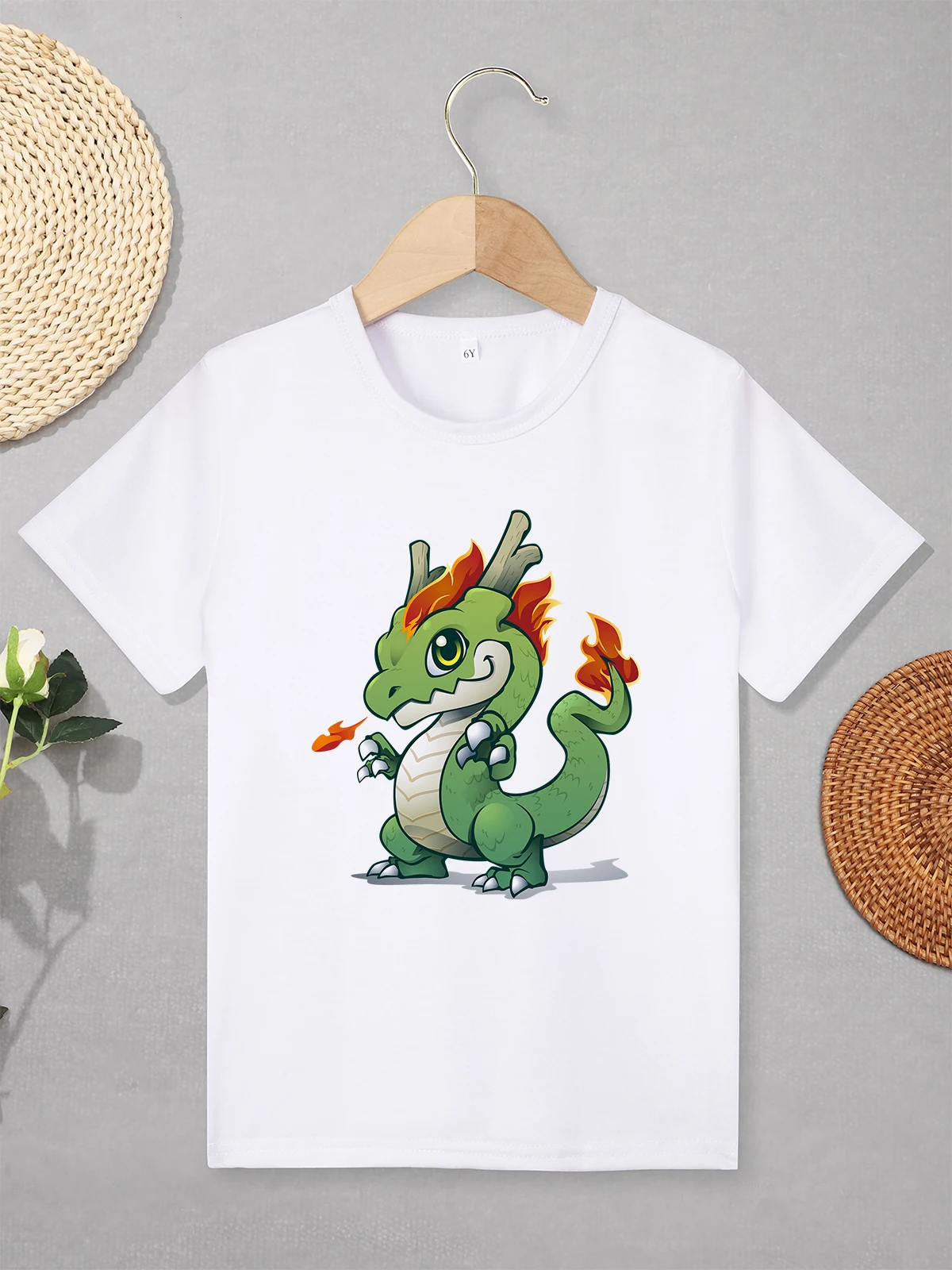 Cute Dragon Kids T Shirt for Boys Fashion Trend Short Sleeve Summer Children T-shirt Comfy Fabric Breathable Versatile Tees