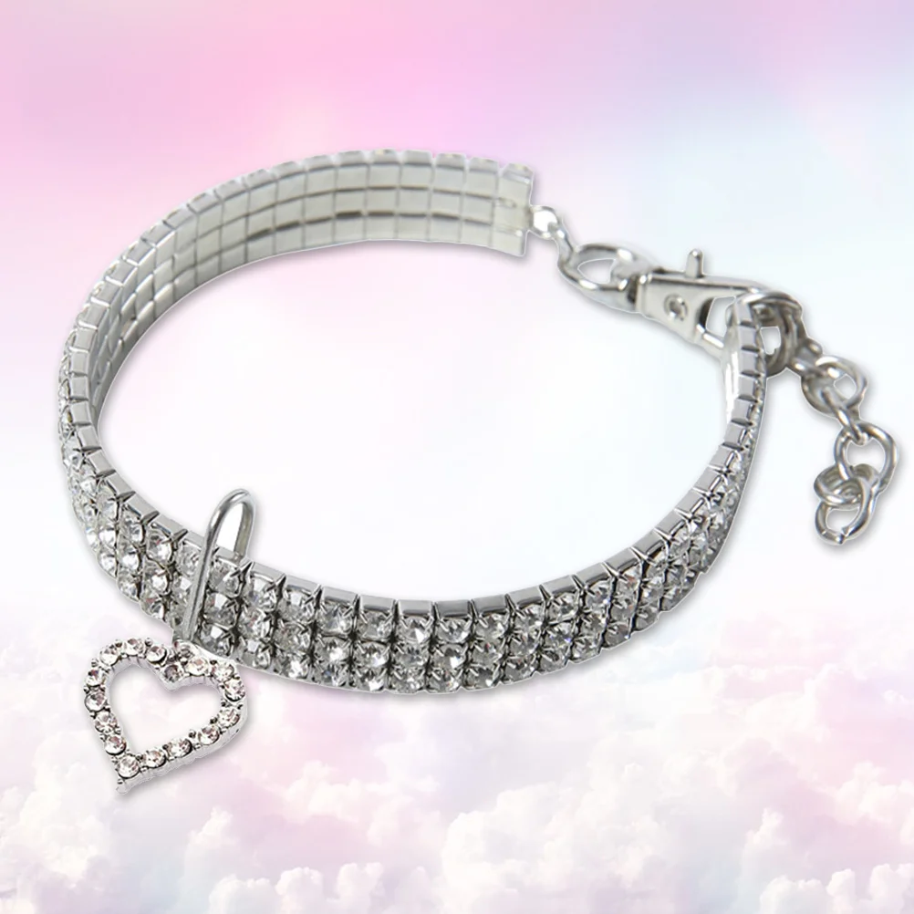 

1pcs Pet Necklace Heart Pattern Adjustable Dog Bright Color Fashion Design For Party Printed Collar For Dog Crystal Pet Collar