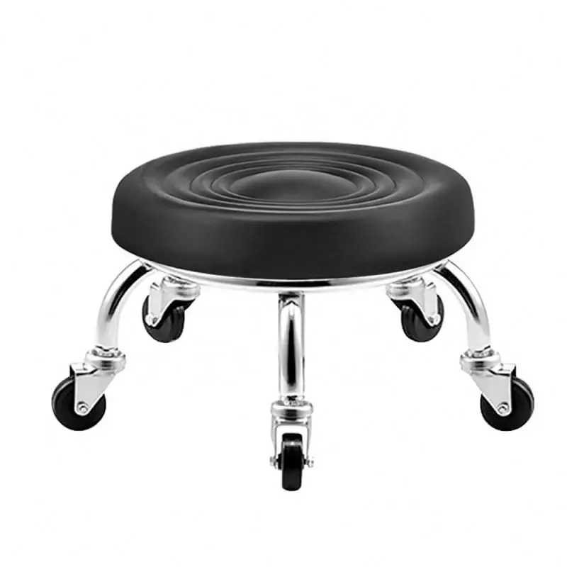 

Manufactured Home Furniture Round Low Rolling Chair Synthetic Leather Small Stool