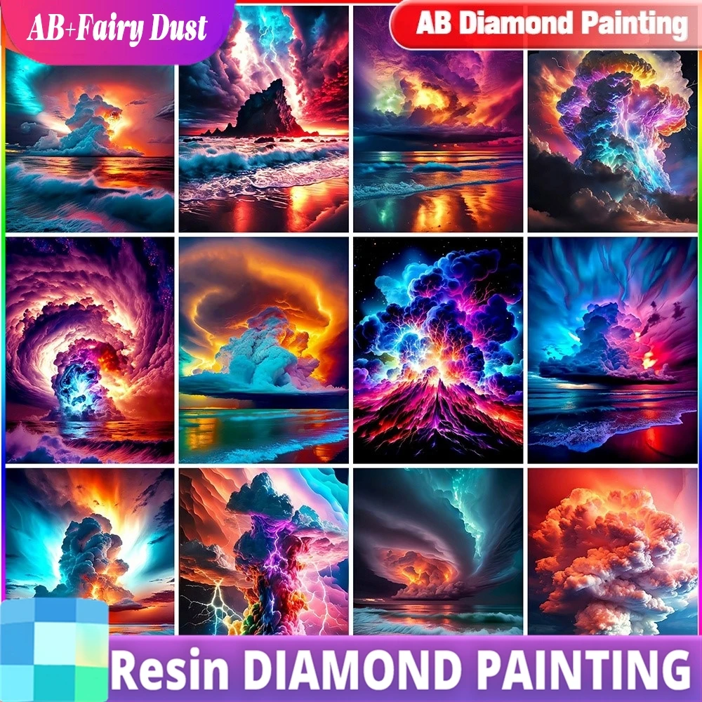 Смола Фея Пыль AB Алмазная картина Облако 5D DIY Картина Стразы Пейзаж Торнадо Вышивка крестиком Мозаика Настенное искусство