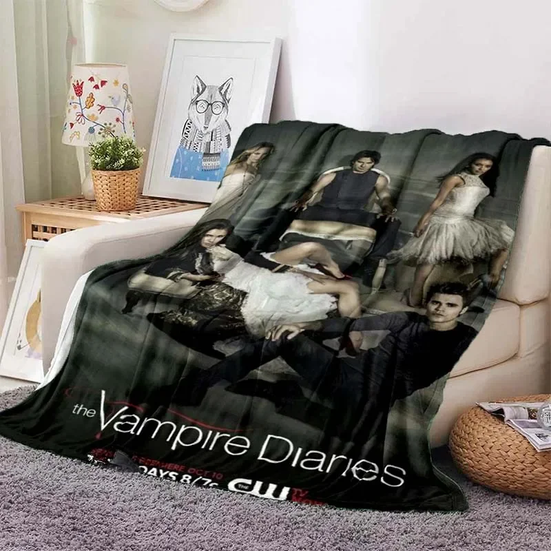 The Vampire Diaries stampa 3D flanella peluche coperta copriletto coperta pigra coperta Sherpa copripiumino da viaggio