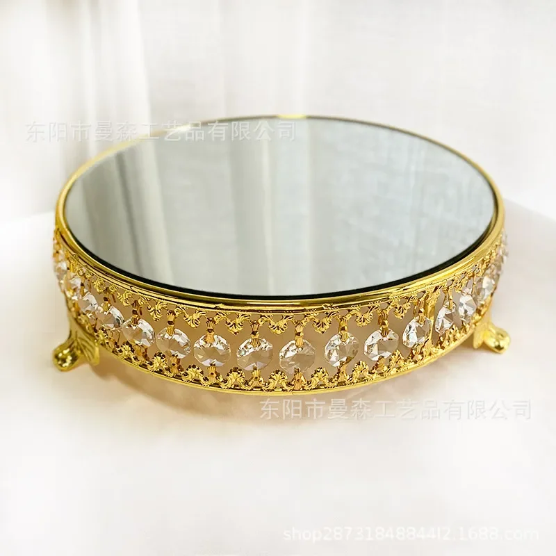 European Round Crystal Fruit Plate Cake Stand High End Dim Sum Tray Wedding Table Decoration Props Elegant Glass Serving