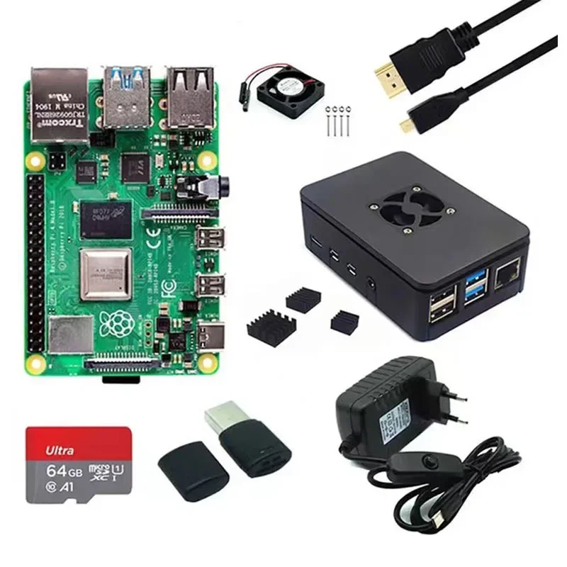 High Quality Original Raspberry Pi 4 Model B 2GB 4GB 8GB RAM Development Board Kit with case Charger