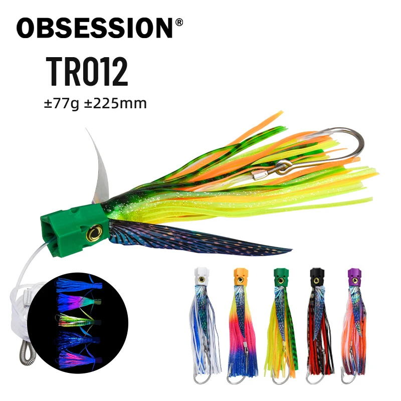 

OBSESSION TR012 225 мм 77 г морская вода большая игра крылатый троллинговый рыболовная приманка глубоководная лодка рыболовная приманка для тунца мягкая юбка приманки для осьминога
