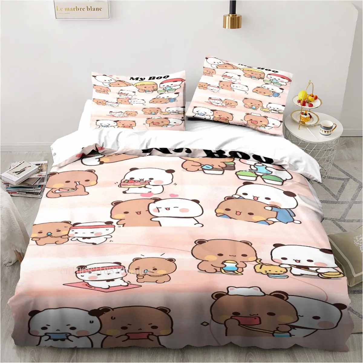 Cute Bubu and Dudu Cartoon Print All Season Twin Bedding Set 2/3 Piece Comforter Set Bed Duvet Cover Double King Comforter Cover