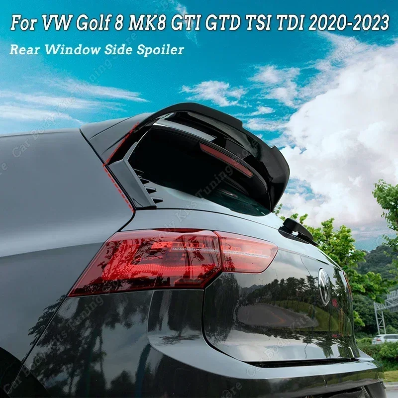 For Volkswagen Golf 8 MK8 GTI GTD TSI TDI 2020-2023 Gloss Black Car Rear Windows Side Spoiler Wing Diffuser Accessories