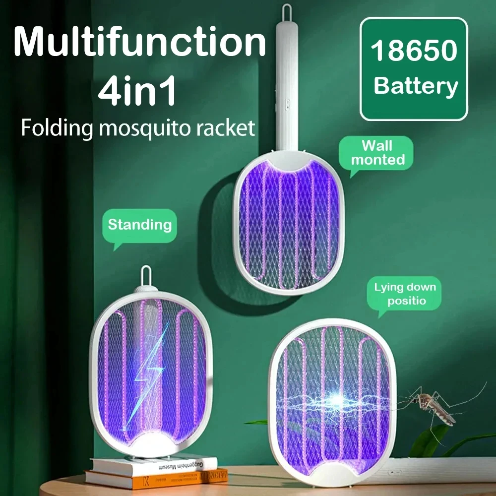 

3000V Foldable Electric Mosquito Killer Fly Swatter Trap USB Rechargeable Mosquito Racket Insect Killer With UV Light Bug Zapper