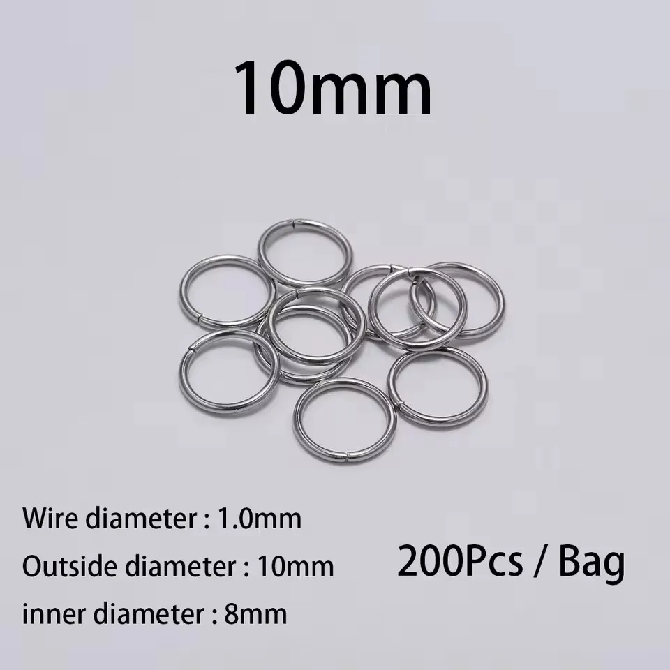 200 stuks 3-10mm roestvrijstalen splitringen, open enkelvoudige lussen, jump rings, connectoren voor DIY sieraden maken, fournituren en accessoires