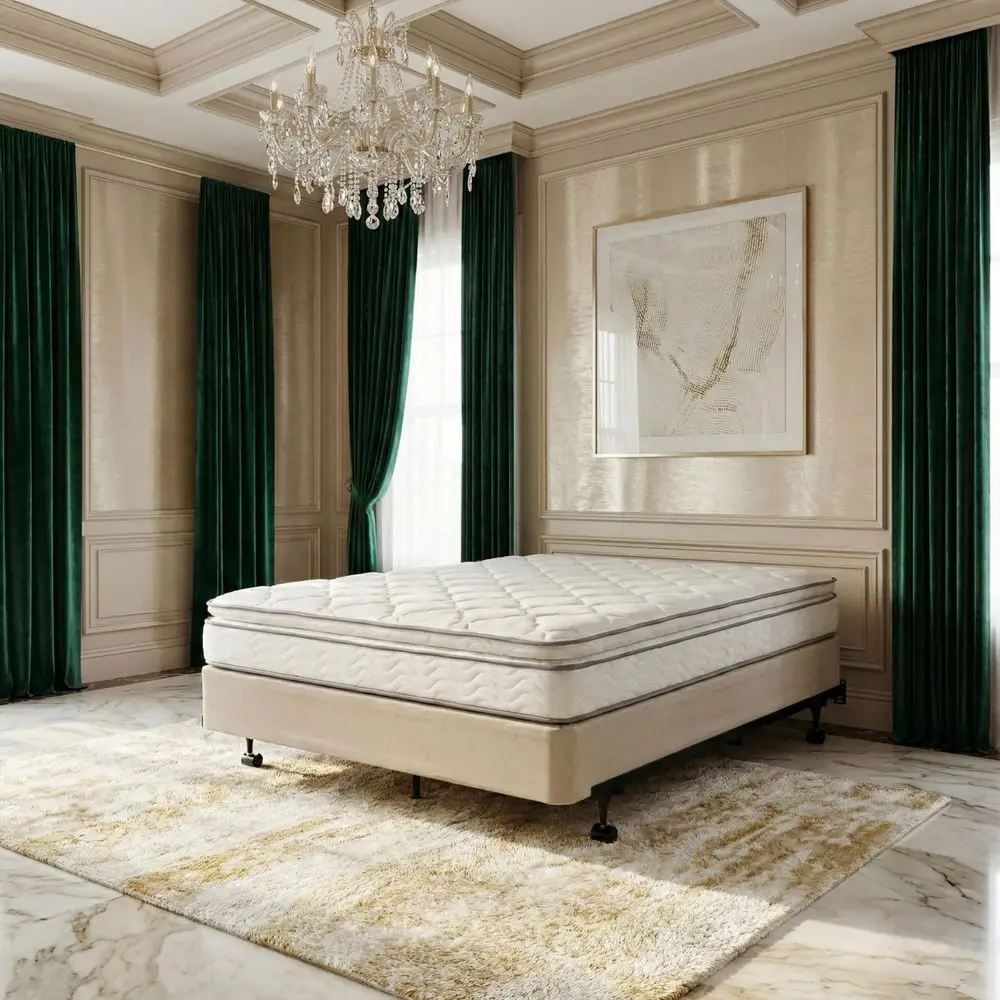 Brand Furniture 7Leg Heavy Duty Adjustable Metal Bed Frame Queen Full Full XL Twin Twin XL, Center Support Rail, Locking Wheels