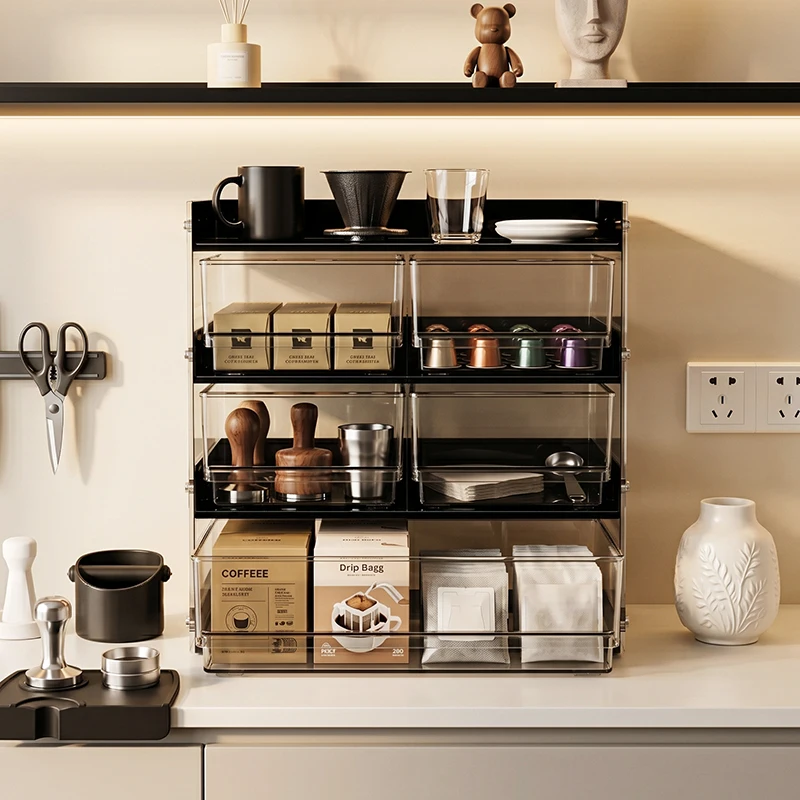 Desktop cup storage rack, capsule coffee tea bag rack, tall appearance cosmetic and skincare product storage rack