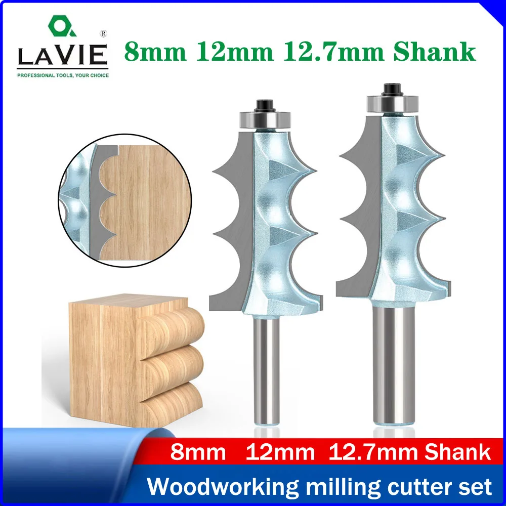 

LAVIE Double R Bead Router Bit, Cabinet & Decorative Profile Cutter, Bearing Woodworking Curve Tool for Engraving Trimmer