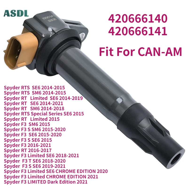 

420666141 1/3pcs Motorcycle Ignition Coil Spark Plug Caps For Can-am Spyder RTS RT Limited F3 SE6 SM6 2014-2021 420666140