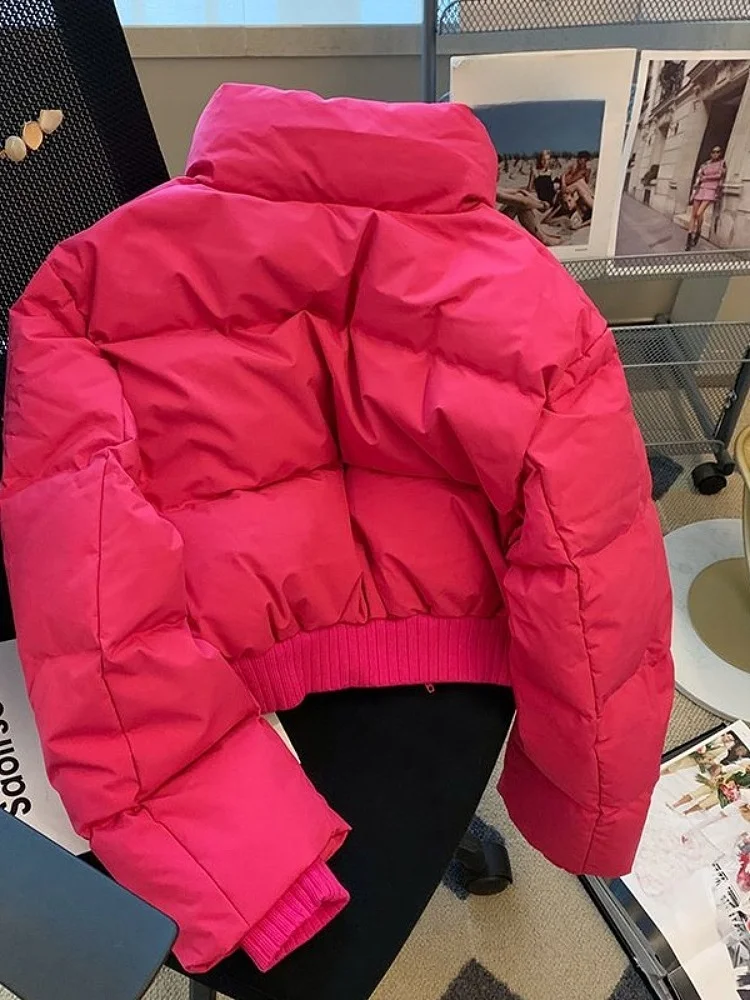 Women's Faion Thiened ort Cotton Jaet Stand Collar Warm Coat Large Size Autumn Winter New Sle Small Figure Friendly
