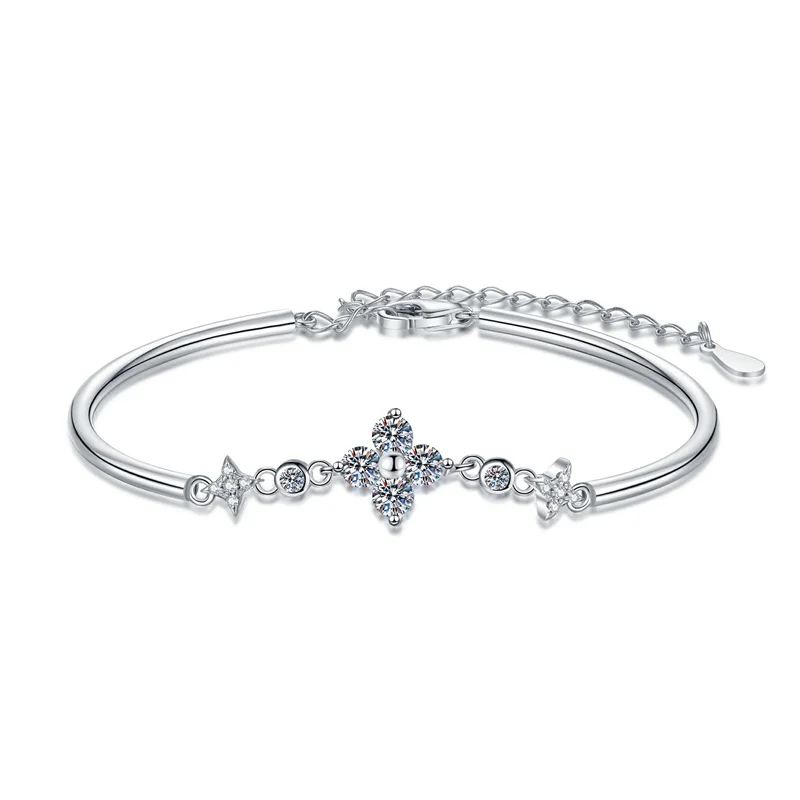 

ZFSILVER модный классический браслет из серебра 925 пробы с муассанитом и цветком клевера для очаровательных женских аксессуаров, роскошные ювелирные изделия, подарок S074