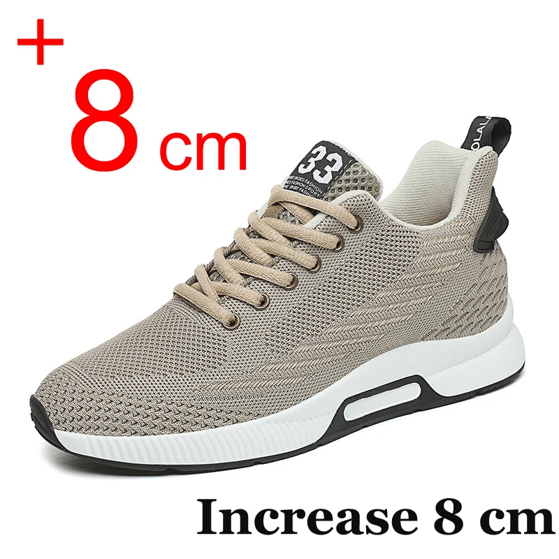 Men Sneakers Elevator Shoes Height Increase Shoes For Men Hidden Heels 8cm 6cm Optional Breathable Sports Height Increasing Man