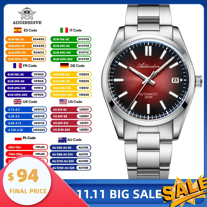 

ADDIESDIVE Top Brand Sappire NH35 Automatic Watch Waterproof Bubble Mirror Leisure Super Luminous Men Watch AD2071 Reloj Hombre