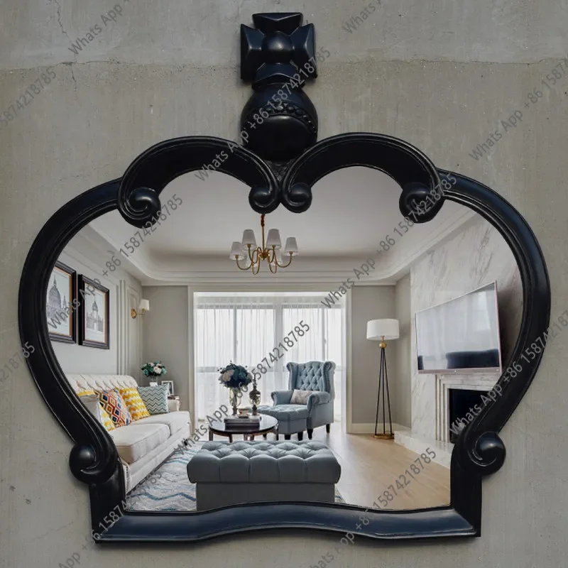 Tt European American Antique Decoration King Crown Mirror Gold Makeup Makeup Mirror Bathroom Waterproof Bathroom Mirror