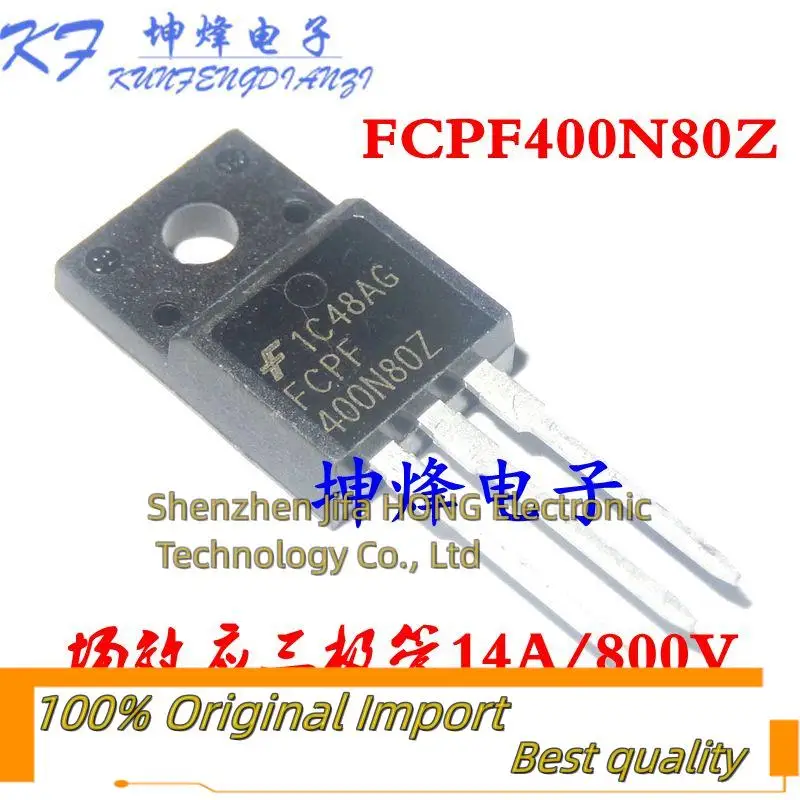 10PCS/Lot FCPF400N80Z 400N80Z 14A/800V TO-220F MOSFET Imported Original Best Quality