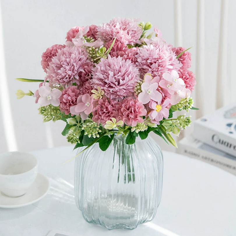 Sfera di seta lilla crisantemo per la casa di nozze decorazione natalizia Bouquet da sposa sfondo fai da te decorazione della parete fiori artificiali