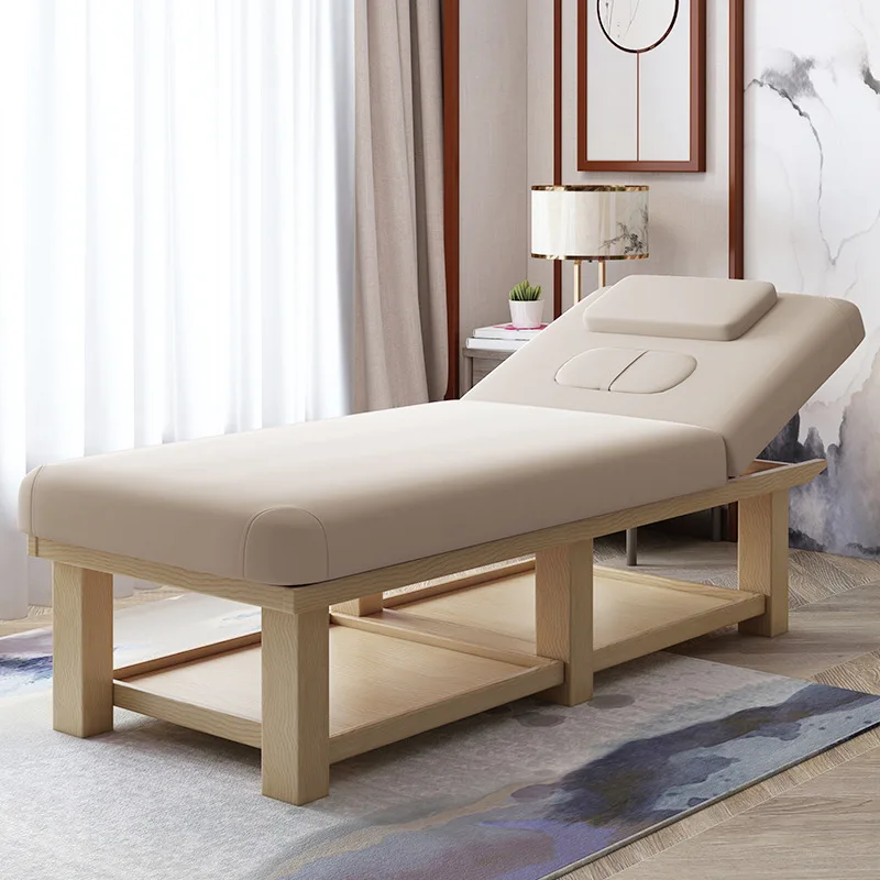 Solid wood beauty bed, high-end multifunctional moxibustion therapy bed with holes in beauty salons