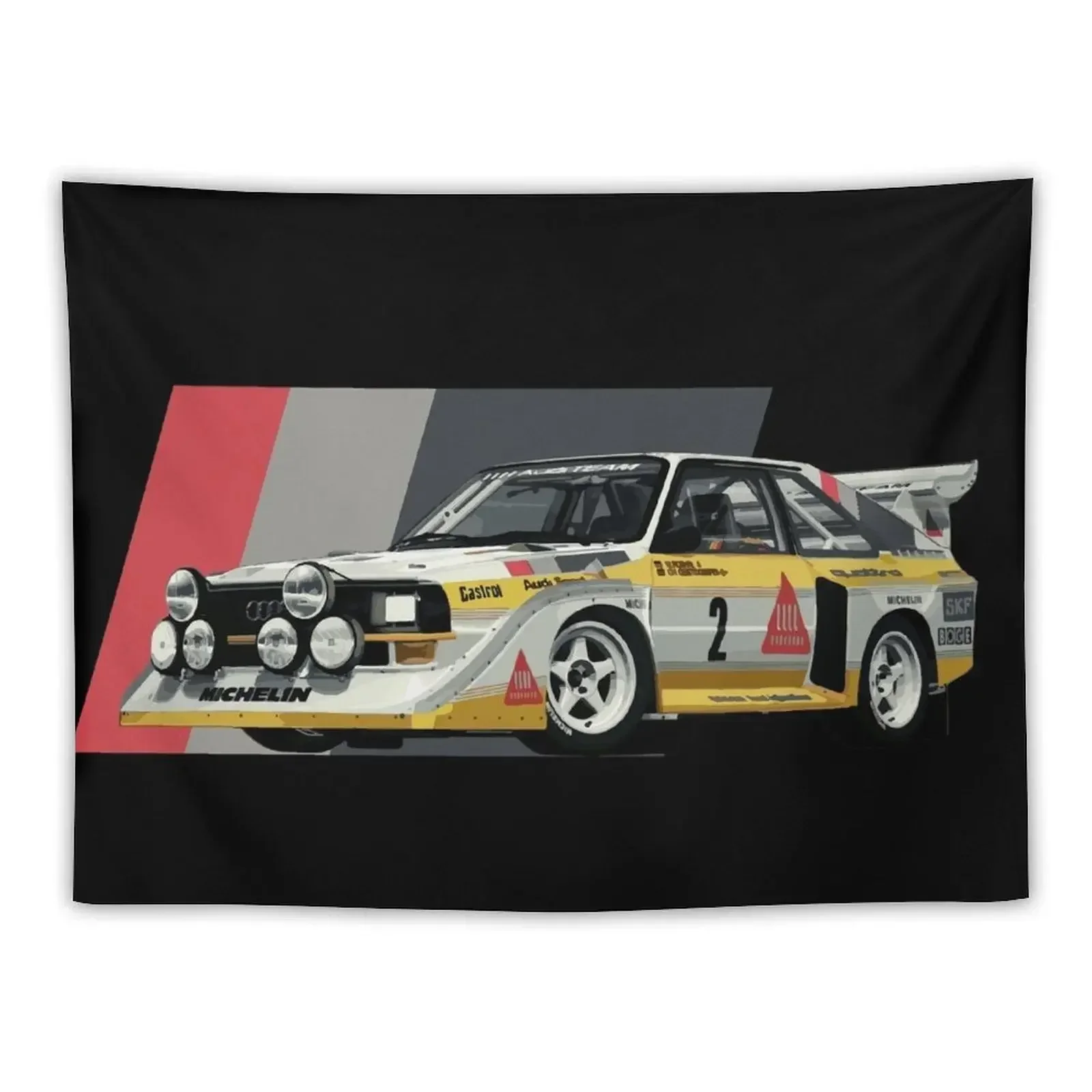 Sport S1 E2 Group B Rally Car Stig Blomqvist, Mikkola and Walter R?hrl Tapestry Wallpapers Home Decor Home Decoration Tapestry