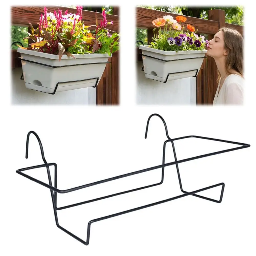 

New Iron Hanging Planter No Drill Heavy Duty Window Box Bracket Slip-on Design Flower Pot Rack Patio Fence