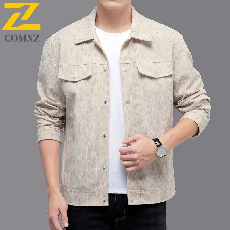 

COMXZ Men Outdoor Jacket Premium Stand Collar Work Windproof Jacket Business Casual Comfort Lightweight Autumn Outerwear