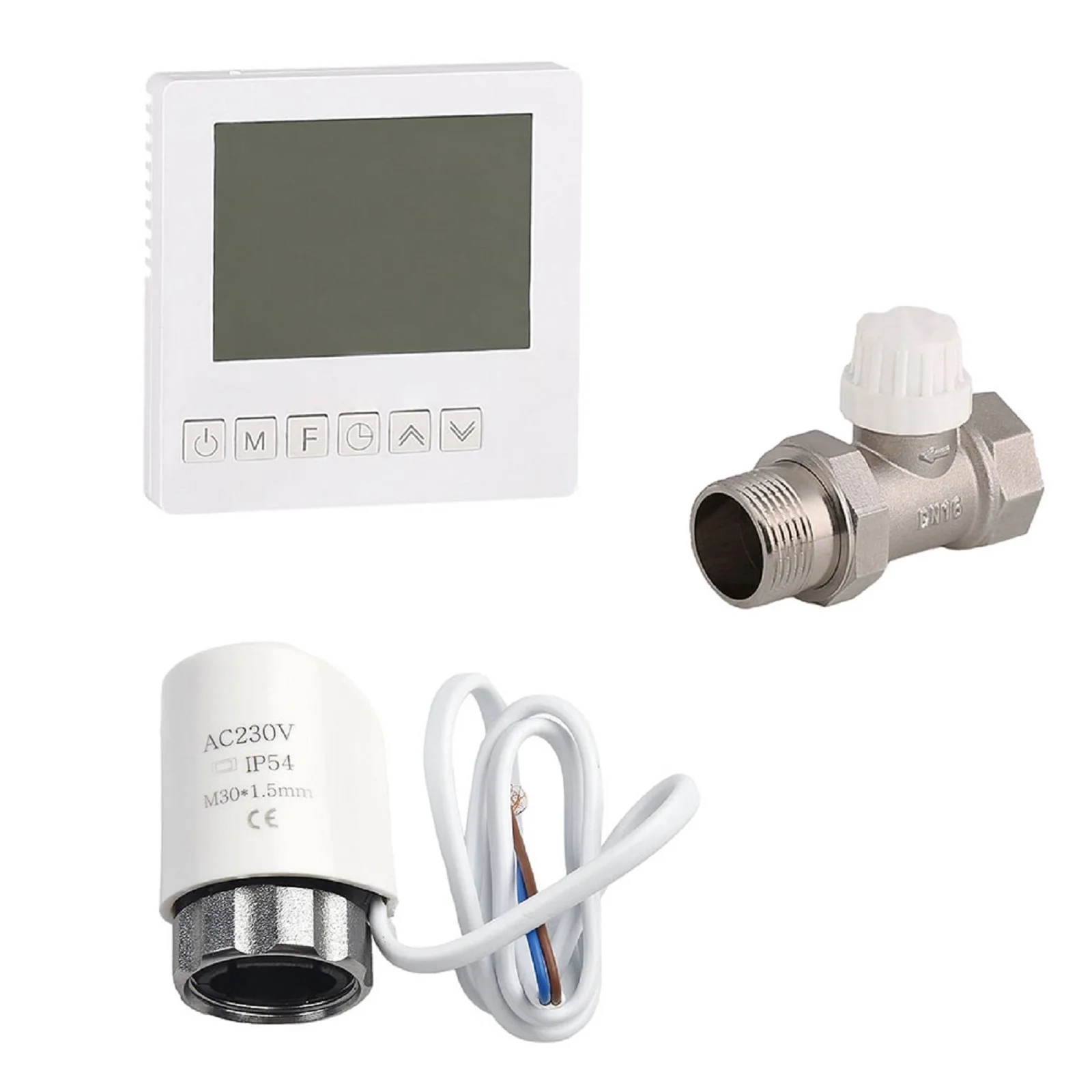 

Smart Water Heating Temperature Controller Set Actuator DN15 Valve LCD Thermostat Kit AC220V 5A Thermostatic Control Valve