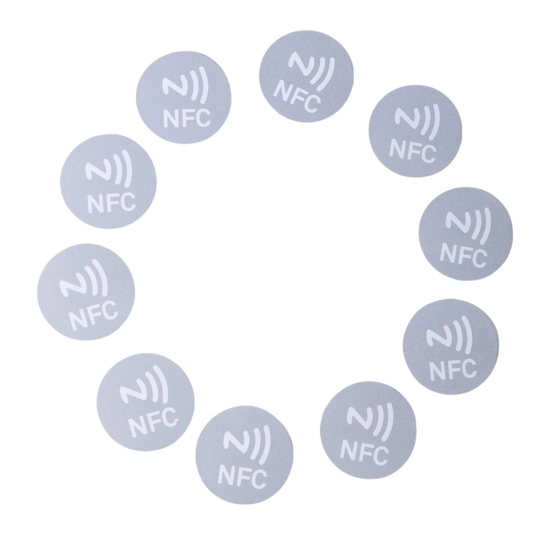 10PCS, 13.56MHZ Genuine NFC Ntag216 Anti-metal Sticker, Round Dia20/25mm ISO14443A Smart Tags