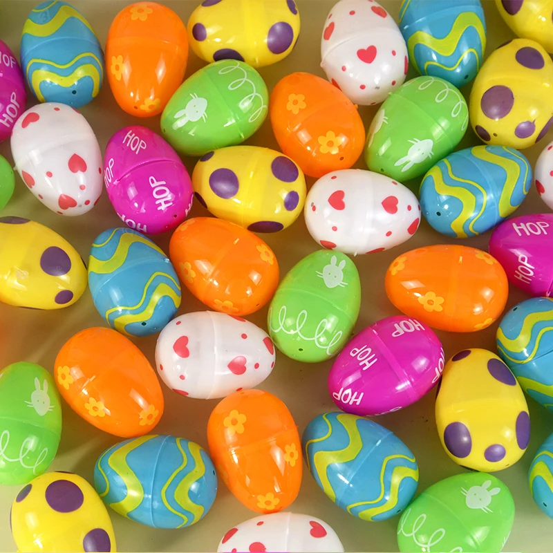 36/12pcs Easter Fillable Eggs Kids Party Favors Candy Gift Packaging Box Plastic Opening Easter Egg Home Decoration DIY Surprise