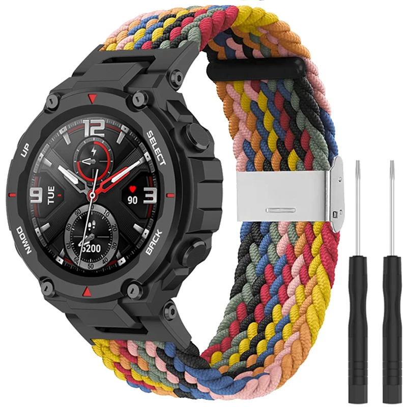 Elastic Braided Straps For Xiaomi Amazfit T-Rex Pro Trex Belt Nylon Adjustable Bracelet For Huami Amazfit T-Rex Smart Watch Band