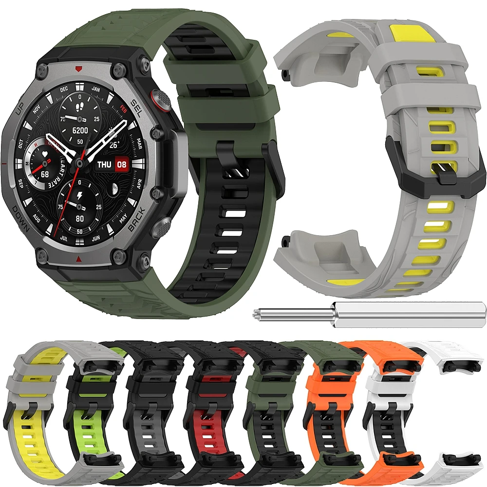 

Silicone Band & Case for Huami Amazfit T-REX 3 Smart Watch Strap Watchband T-Rex3 Sport Bracelet Wristband With Tool