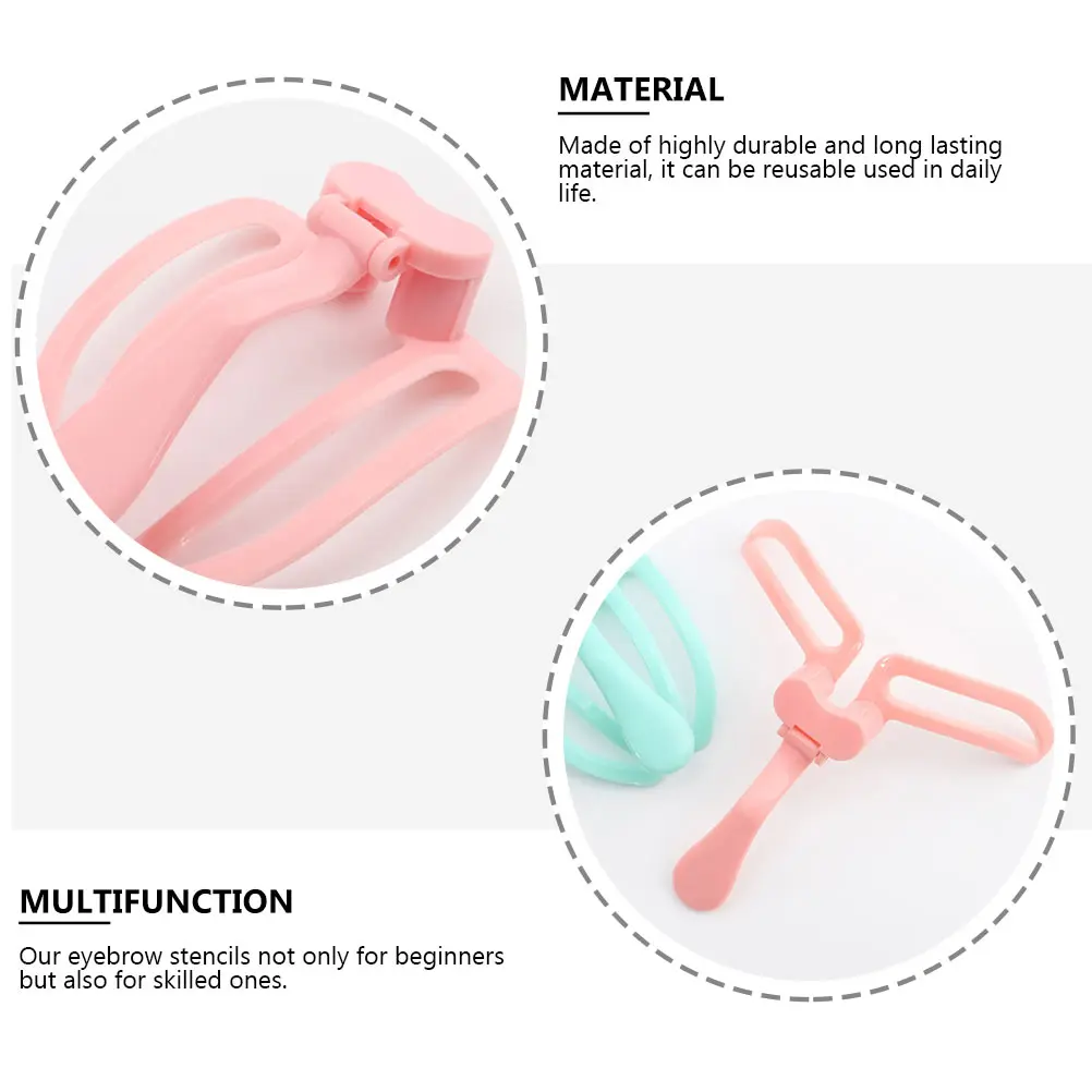 Wenkbrauwsjabloon met handvat Lijstervorm Diy wenkbrauwstencil Roze Abs-sjablonen voor vrouwen