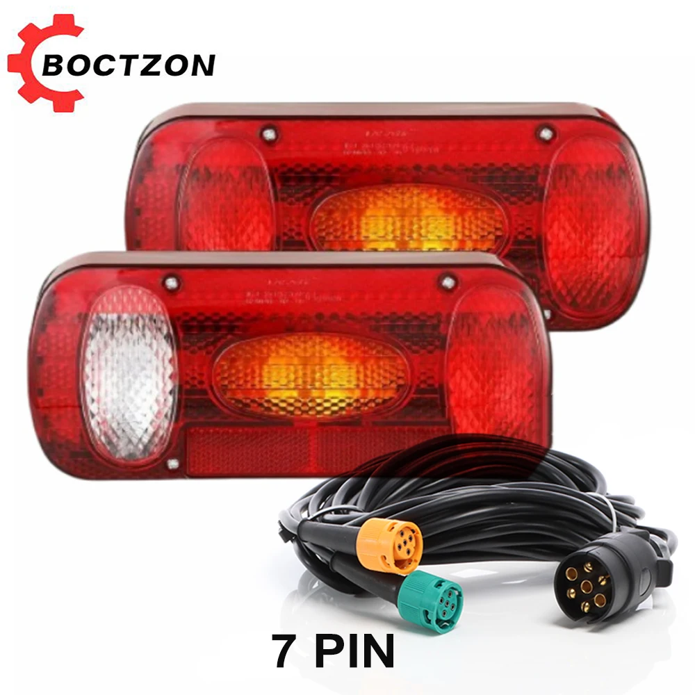 

2pcs 12V 7 Pin Plug 5.5m Wiring Harness Rear Tail Light Stop Brake Signal Number Plate Reflector Lamp Car Truck Trailer E-Marked