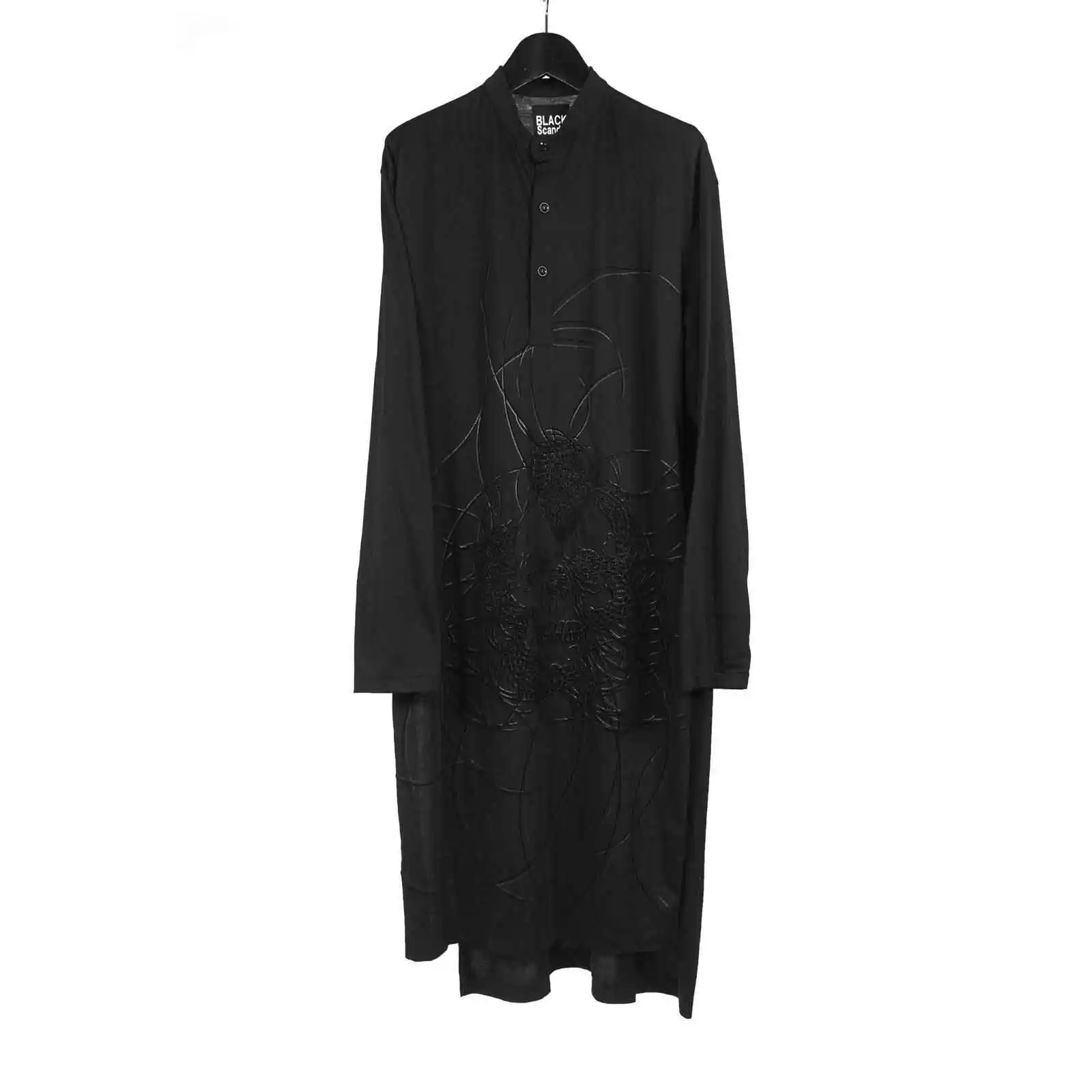 

TOP-YAMOTO японский оригинальный дизайн темно-ниша черная рубашка с длинными рукавами и вышивкой