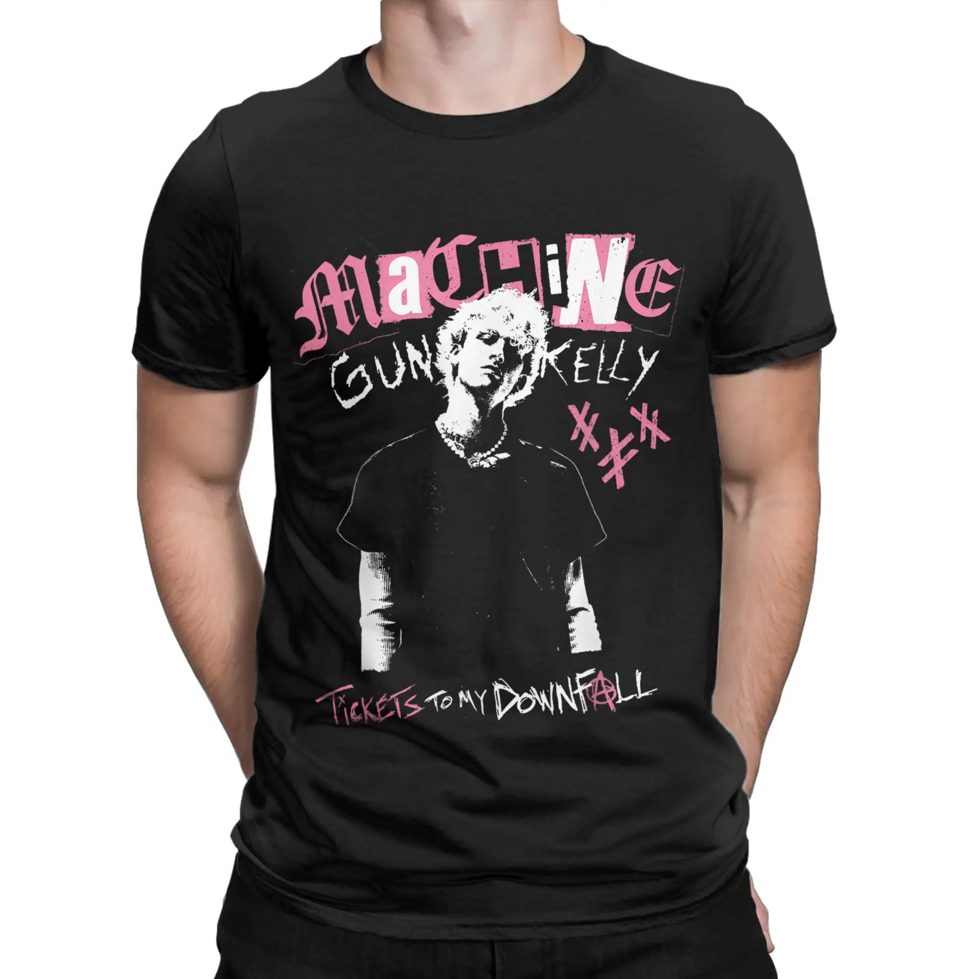 MGK Lost Americana Rapper   T-Shirt for Men  Vintage Cotton Tee Shirt Round Neck Short Sleeve T Shirt Plus Size Tops