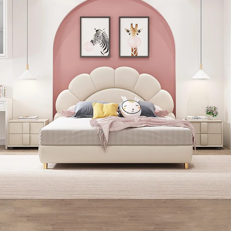 MGA117 Flush edge Internet celebrity flower bed Solid wood boy single bed Girl bed Princess Room furniture