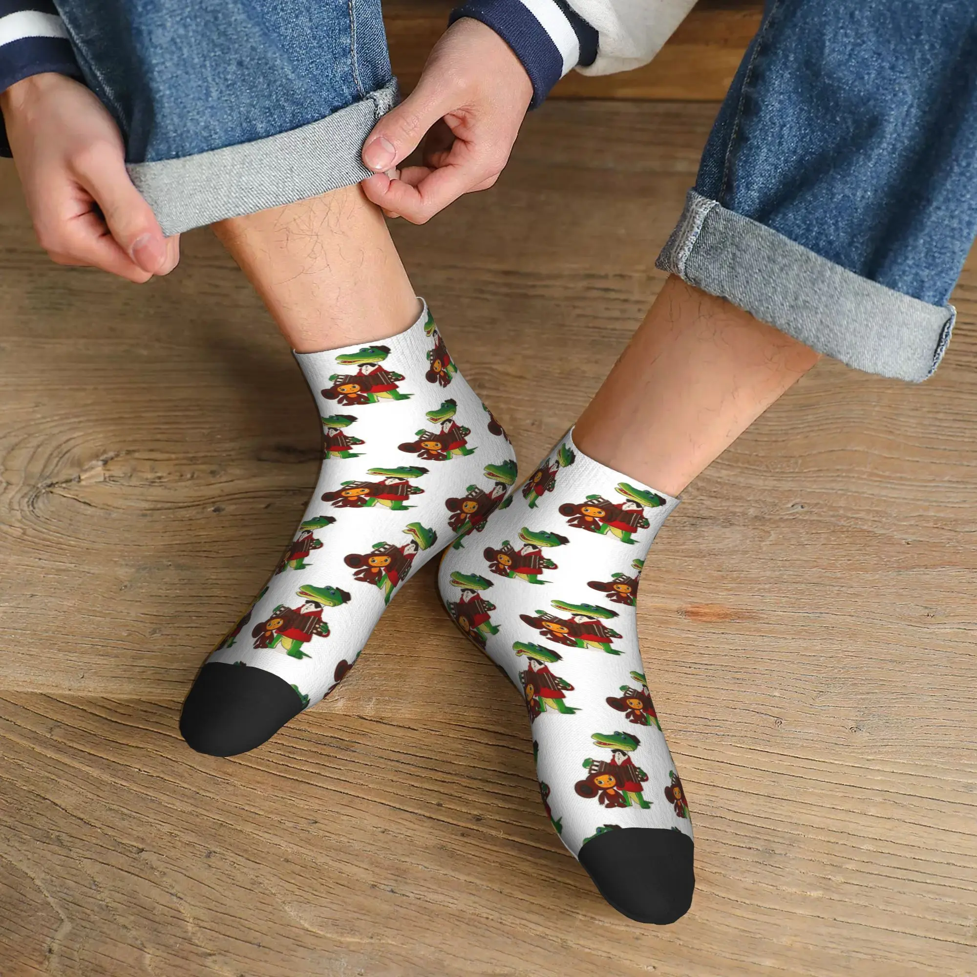

All Seasons Cheburashka and Gena Socks Harajuku Super Soft Sport Middle Tube Socks Soft Funny Stockings for Men Women Gifts