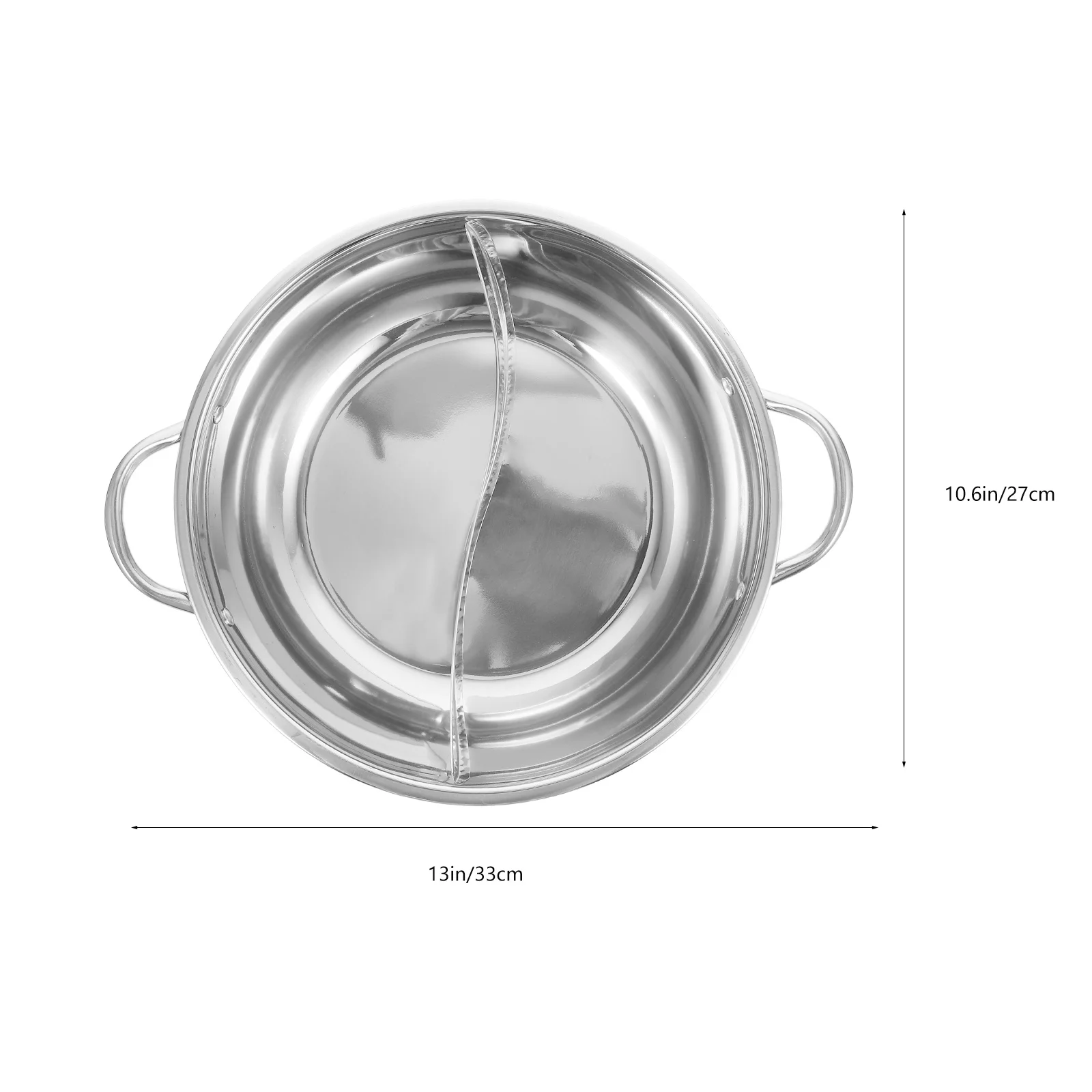 1pc Divided Hot Stainless Steel 3.5L Dual Hot Pot For Induction Gas Stove Non-Deform Rust-Proof Kitchen Cooking Pot Two-Flavor