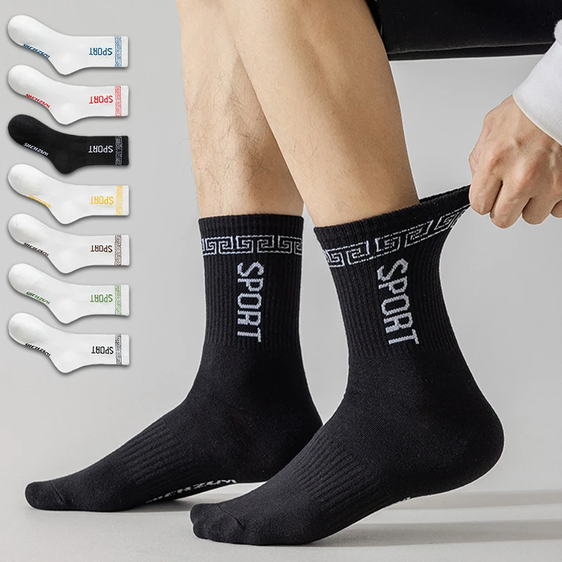 1Pair Men Socks Ultra-Comfortable & Moisture-Wicking Breathable Casual Sport Alphabet Graphic Sock Soft Fashion Middle Tube Sox