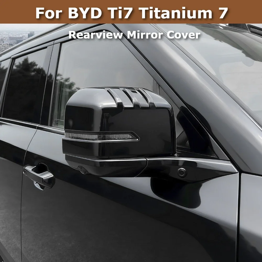 For BYD Ti7 Leopard Titanium 7 Black Rearview Mirror Cover Black  Look Side Mirror Protector Anti-Scratch Guard Accessories