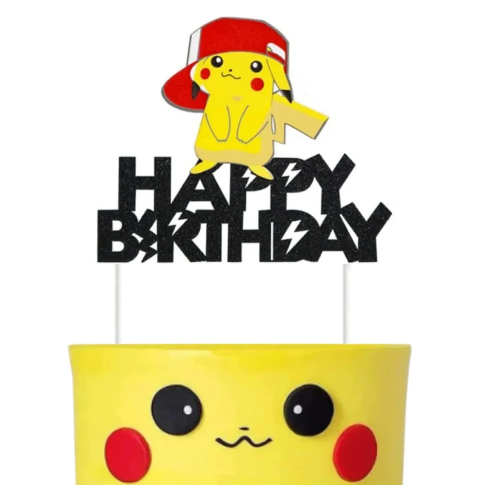 Pokemon Baby Shower Cake Topper Poke Ball Birthday Party Decoration Pikachu Anime Wedding Decor Happy Birthday Party Supplies