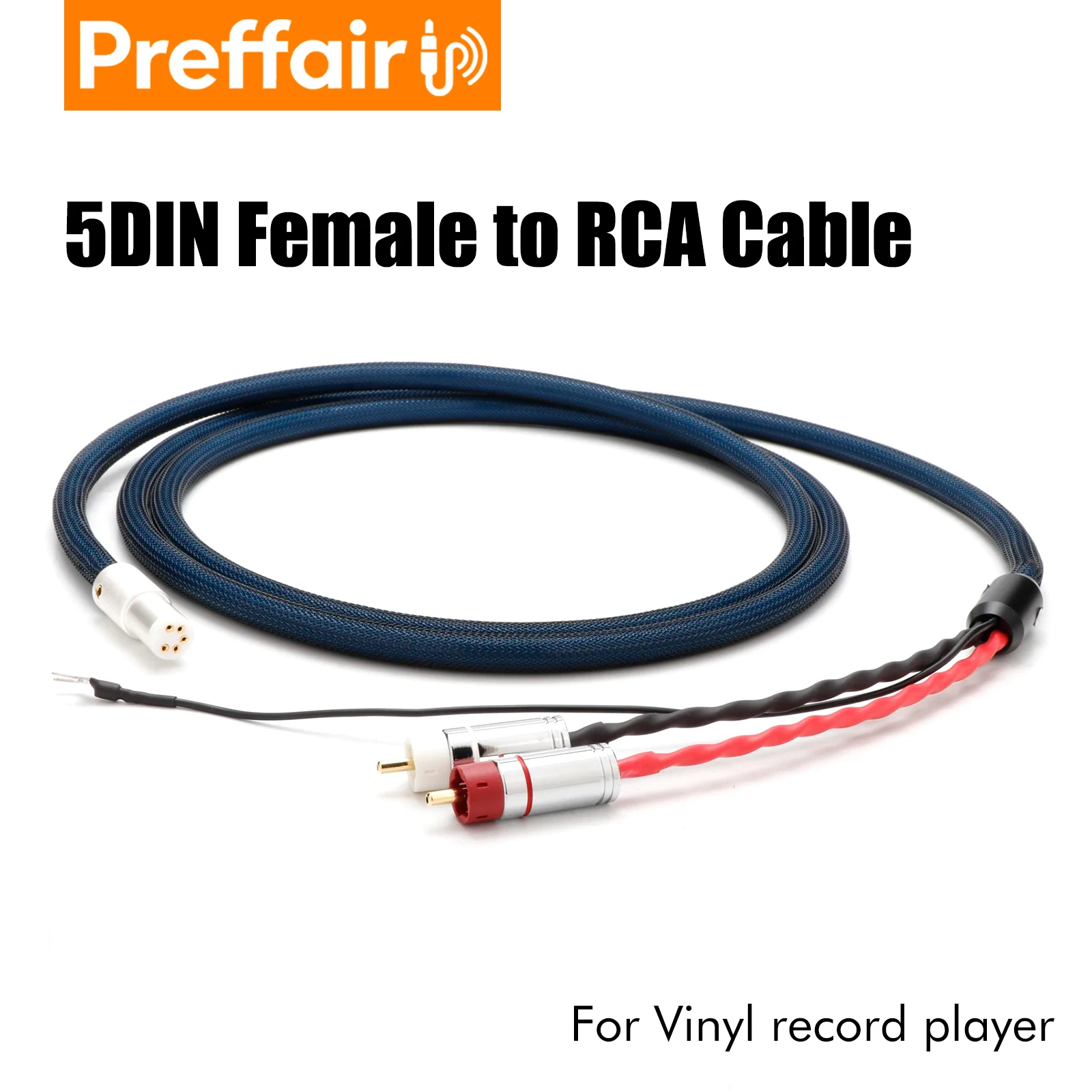 Preffair OFC Silver Plated Audio Phono Tonearm Cable Spade Plug With Shielding RCA 5 Pin DIN XLR U With Ground Wire