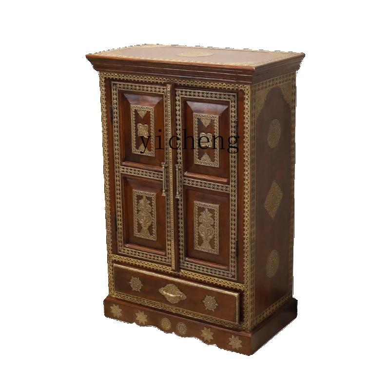 Zc Vintage Solid Wood Bedroom Locker Living Room Decorative Storage Chest of Drawer