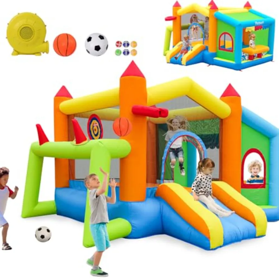 

Надувной батут-замок с боковой игровой зоной и футбольным тиром, 480 см