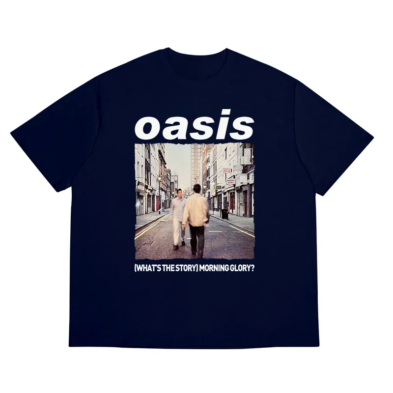 تي شيرت صيفي للرجال: تي شيرت Oasis Band من القطن الخالص، تي شيرت كاجوال بأكمام قصيرة، ناعم وفضفاض للرجال #4