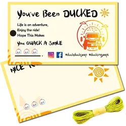 50Pcs You've been Ducked Cards Duck Tags Card Ducking Game DIY Jeep Duck Card with Hole and Twine for Rubber Ducks Jeeps