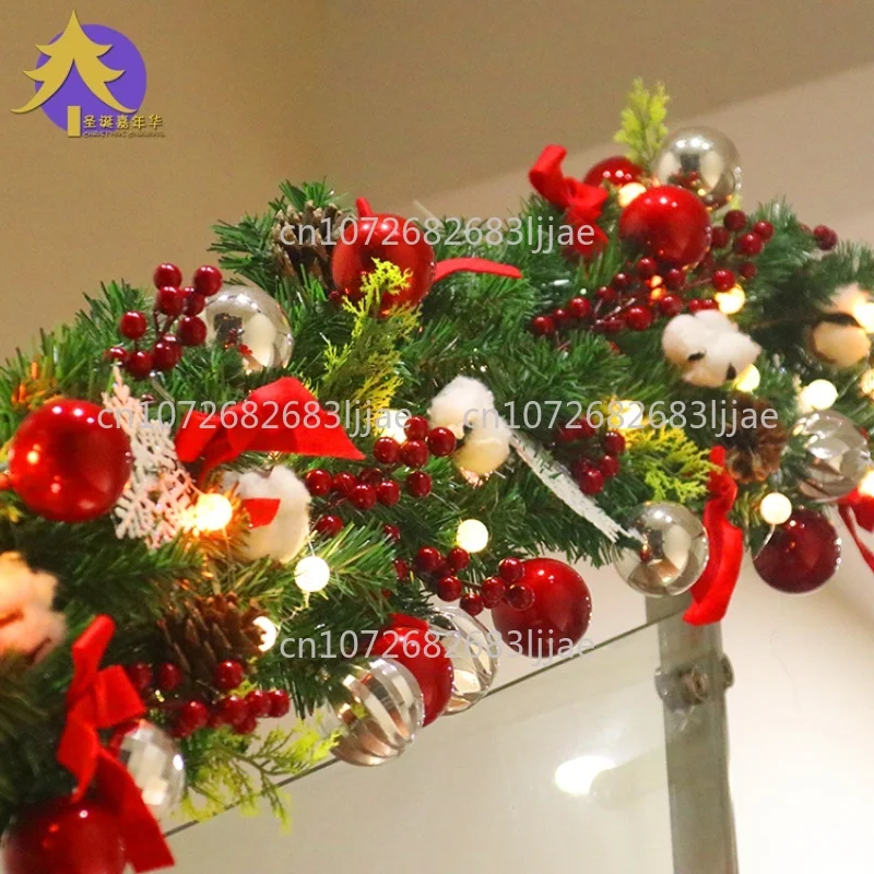 Décorations de noël ins wind 2.7 mètres, couronne de noël en rotin, porte suspendue, fenêtre d'hôtel, pendentif d'escalator