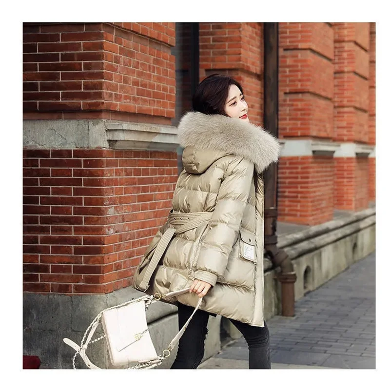 여성용 다운 코튼 패딩 재킷, 긴 겨울 슬림 리틀 다운 코트, 여성 파카, 두꺼운 오버코트, 패션 아우터 상의, 2025 신상